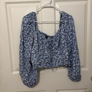 Floral Blue Women's Cropped Top
